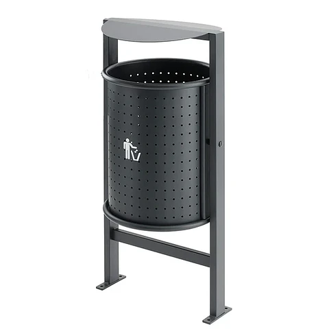 Papelera Urbana con Techado Circular Metálica - 50 Litros