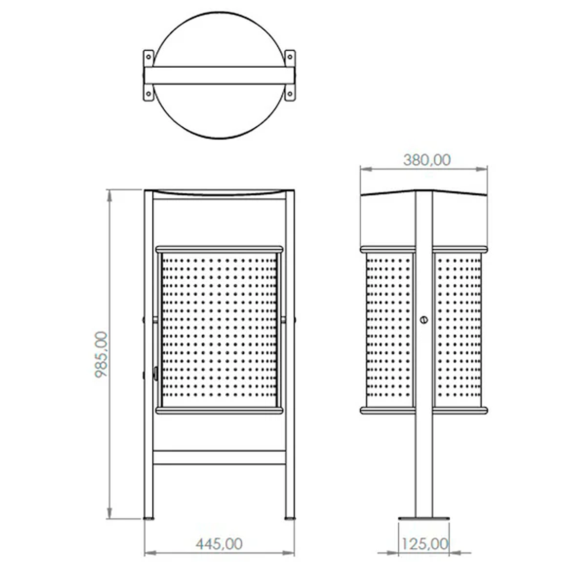 Papelera Urbana con Techado Circular Metálica - 50 Litros 2