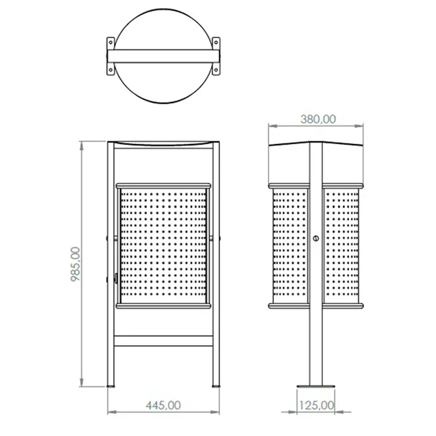 Papelera Urbana con Techado Circular Metálica - 50 Litros 2