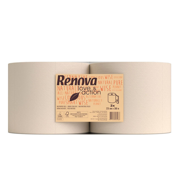 Bobina de Papel Industrial Renova Love & Action - 300 Metros 1