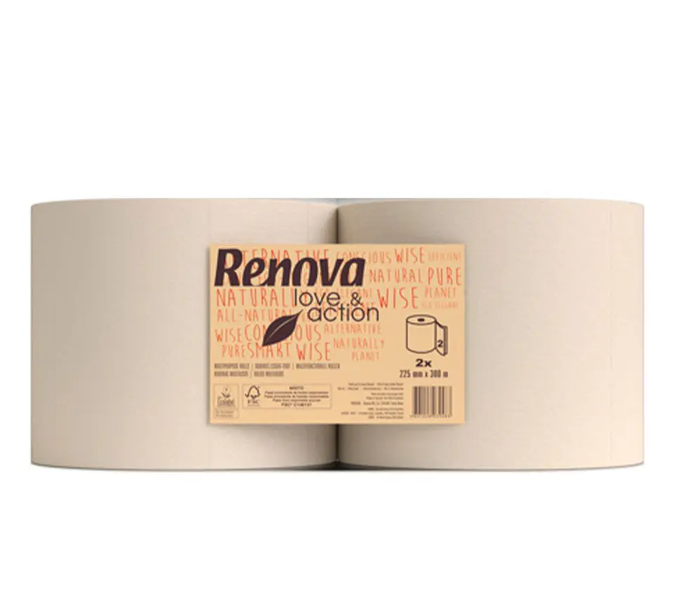 Bobina de Papel Industrial Renova Love & Action - 300 Metros 1