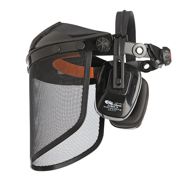 Visera de Protección de Malla Metálica y Protectores Auditivos Climax 10-N 2