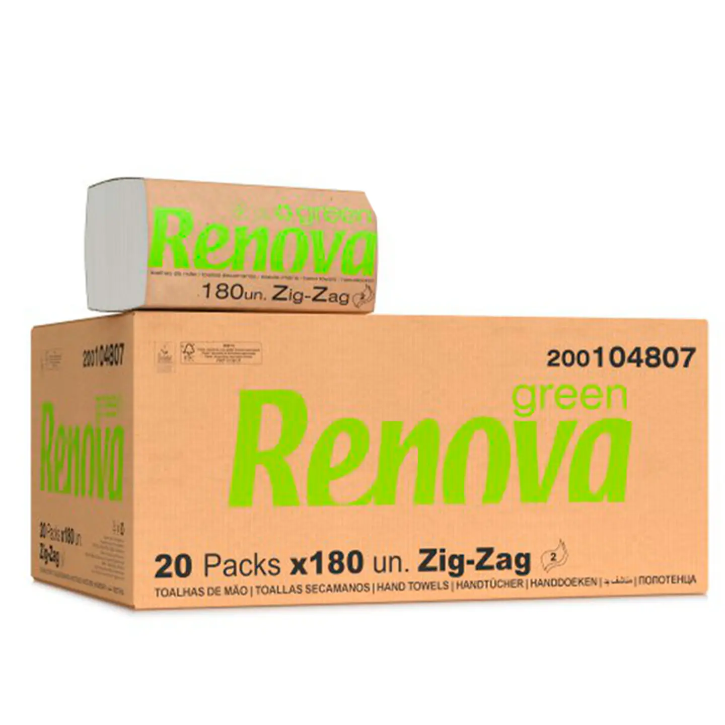 Papel Toalla Secamanos Zig Zag Renova Green - 3600 Toallas 1