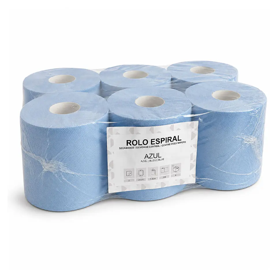 Papel de Toallas Secamanos Mecha Purtec Azul - 75 metros 1