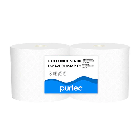 Rolo Bobine de Papel Industrial Purtec - 250 Metros