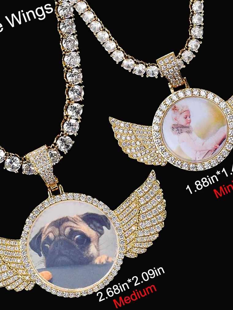  Hip Hop colgante  imagen conmemorativa collar foto personalizado Ángel grabado gratis  3