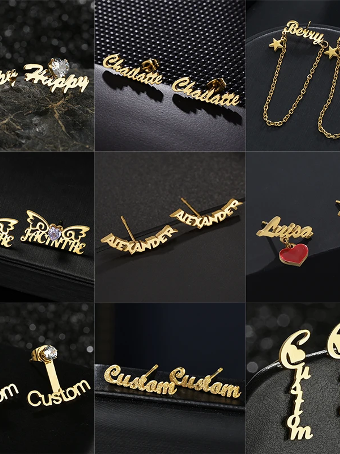 Pendientes con nombre diferentes diseños 1