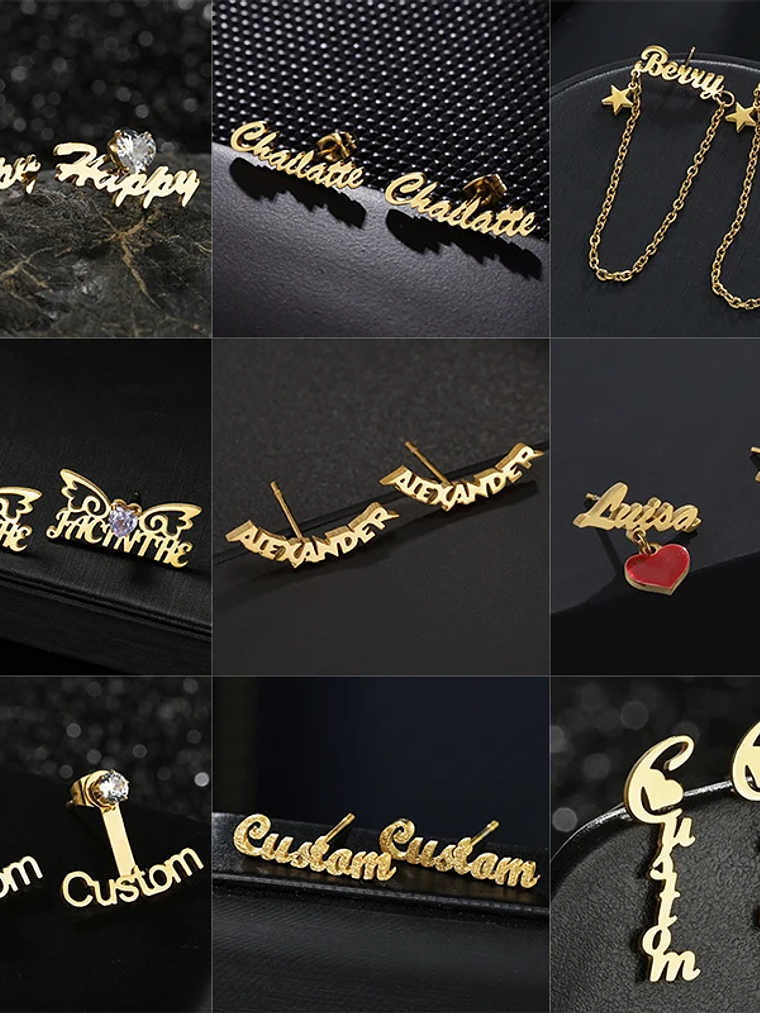 Pendientes con nombre diferentes diseños 1