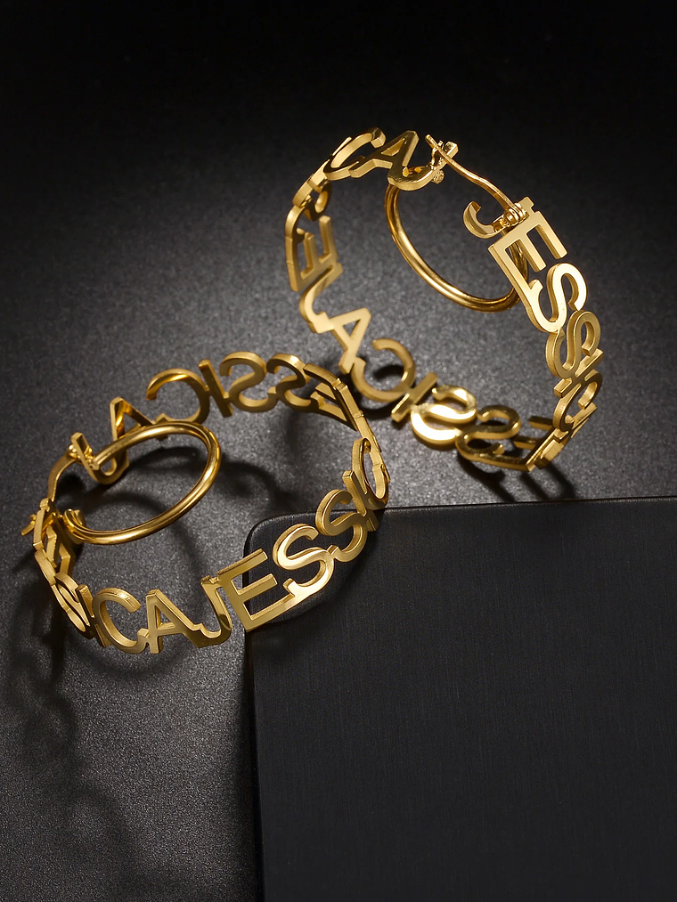 Aros tipo versace Nombre PERSONALIZADO 2