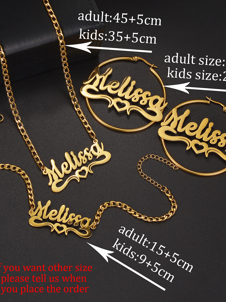 Collar Aros y pulsera personalizado 5