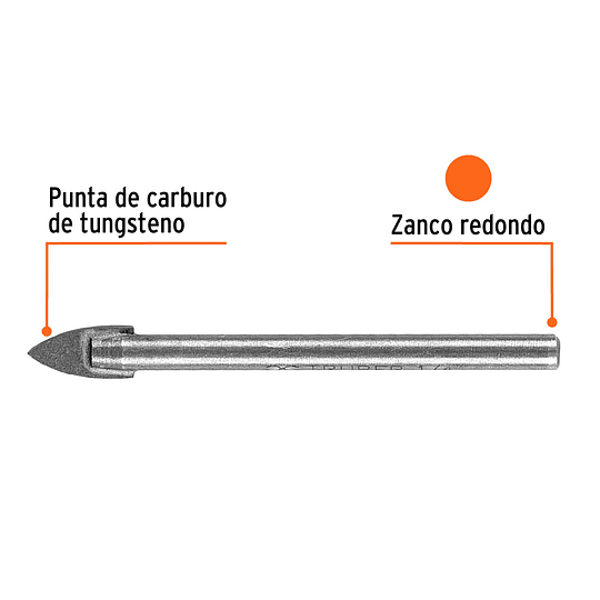 Broca Punta Flecha Para Vidrio y Ceramica 1/4 Truper