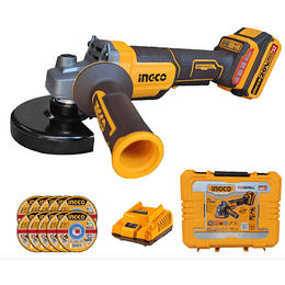 Esmeril 4 1/2 Inalámbrica + Batería 4ah + Cargador + Maleta Ingco