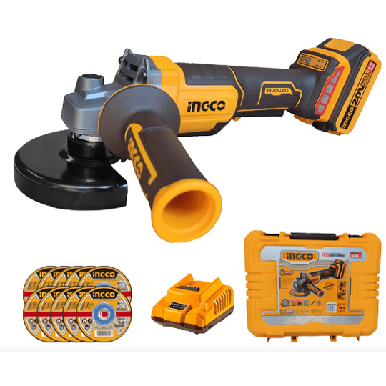 Esmeril 4 1/2 Inalámbrica + Batería 4ah + Cargador + Maleta Ingco