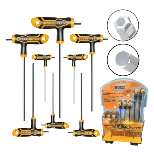 Set Llaves Allen Mango Largo 8Pcs Ingco