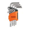 Juego de 9 llaves torx con organizador abatible, TRUPER