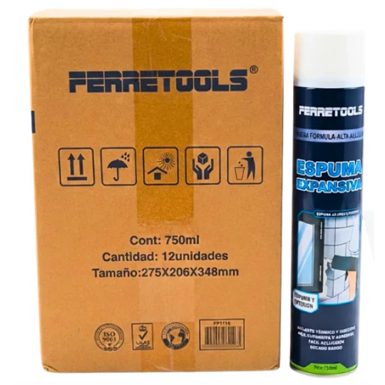 Caja 12 Espumas Expansivas Poliuretano 750ml Ferretools 