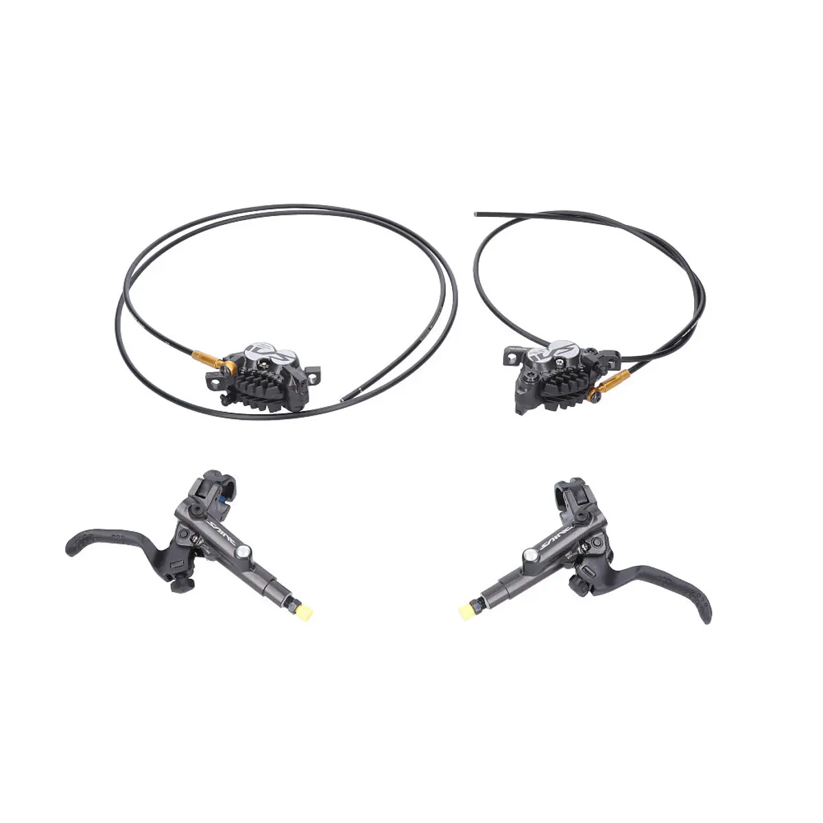 Shimano Saint M820 Disc Brake & Lever Set – Hydraulic, Post Mount, 4-Piston, With Finned Pads & I-Spec B Compatibility