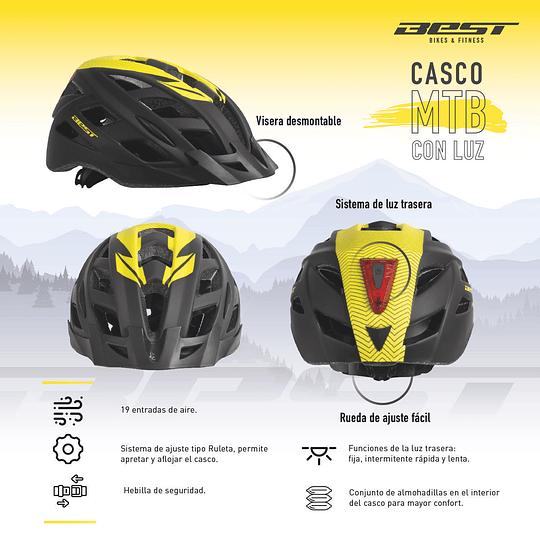 Casco De Ciclismo Best Con Luz Verde