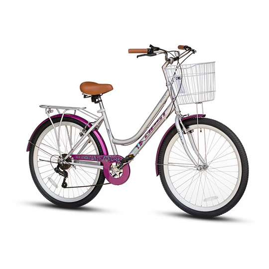 Bicicleta Best De Dama Branta City Aro 26  Plateado/morado