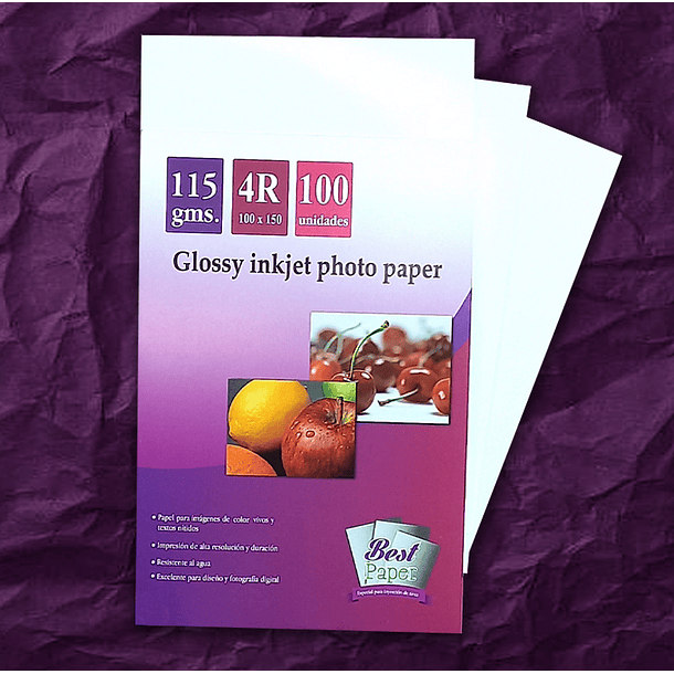 Glossy inkjet photo paper 115 gramos 4R (10x15) 