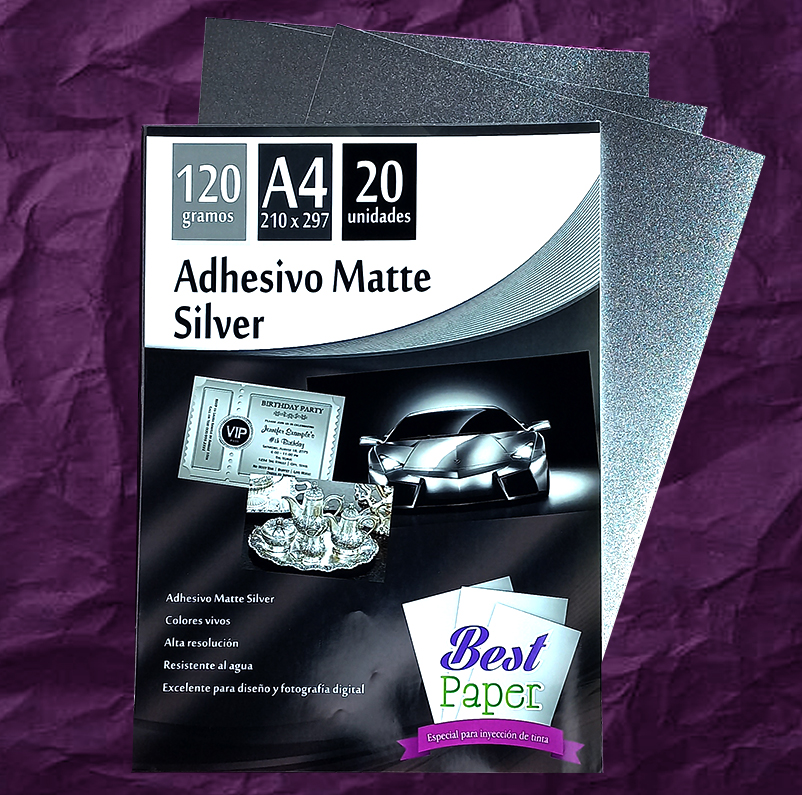 Adhesivo Matte Silver 120 gramos A4