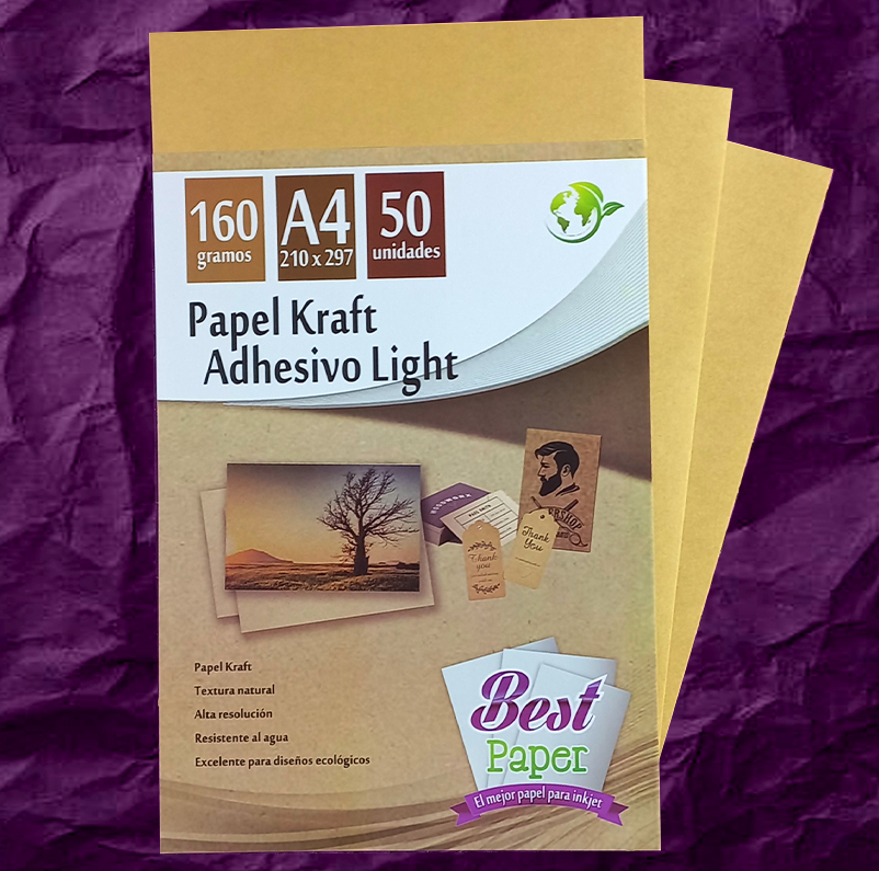 Adhesivo Kraft A4 – 160g (50 hojas)