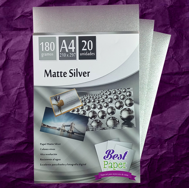 Papel silver matte 180 G / A4