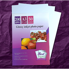 Glossy inkjet photo paper 200 gramos A3