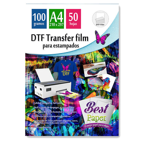 Transfer DTF film A4 para impresoras Inkjet 