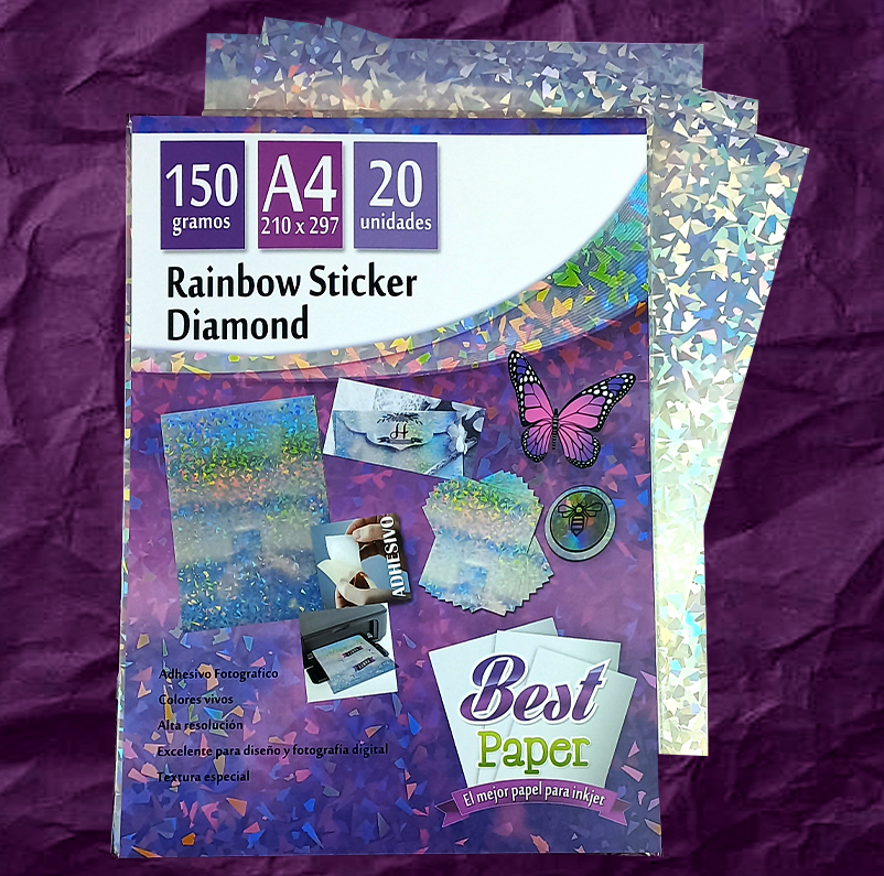 Adhesivo holográfico Rainbow Diamond 150 gramos A4