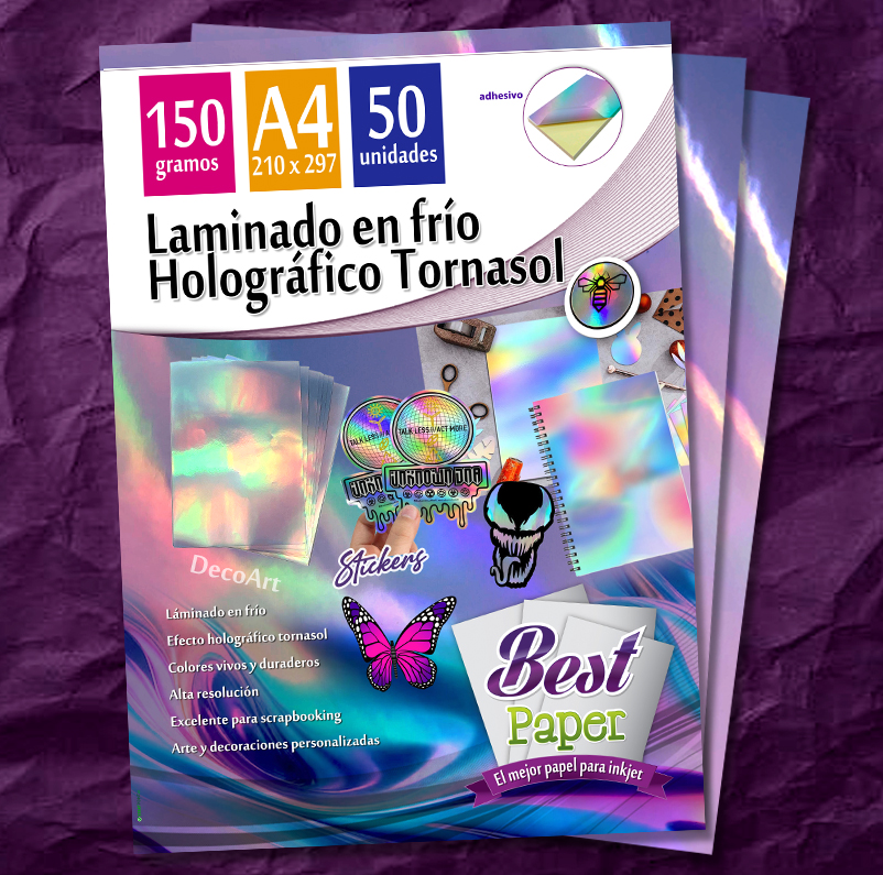 Laminado en Frío Holográfico Efecto Aurora - Resma 50 hojas A4