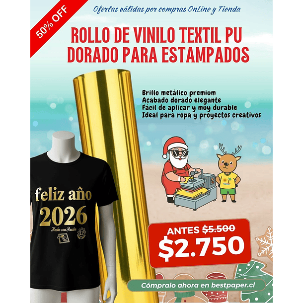 Vinilo textil PU Gold - 61 cm ancho 1