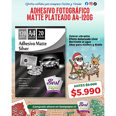 Adhesivo Matte Silver 120 gramos A4