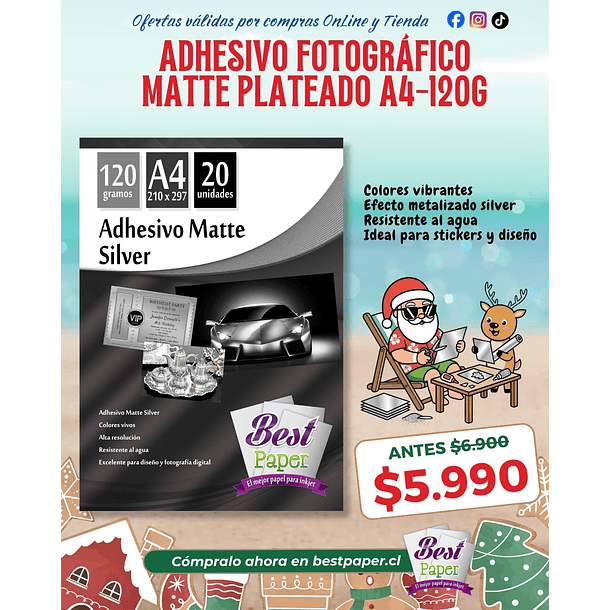 Adhesivo Matte Silver 120 gramos A4 1