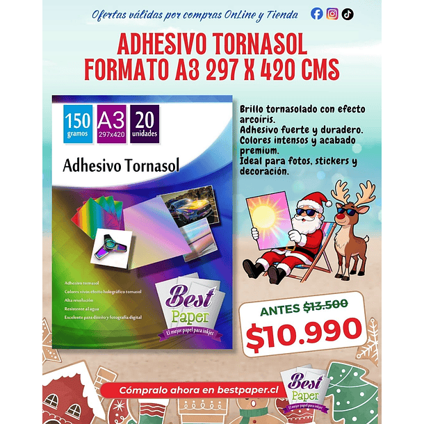 Adhesivo Tornasol Holográfico 150 gramos A3 1