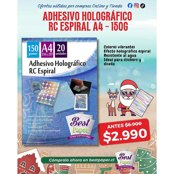 Adhesivo holográfico RC espiral A4 - Best Paper 1