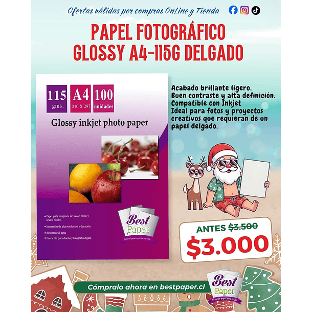 Glossy inkjet photo paper 115 A4 1