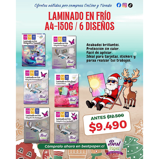 Laminado en frío efecto holográfico Estrellas y Corazones﻿﻿ – A4 2