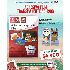 Adhesivo Transparente Film A4  ¡Alta resolución y resistente al agua!