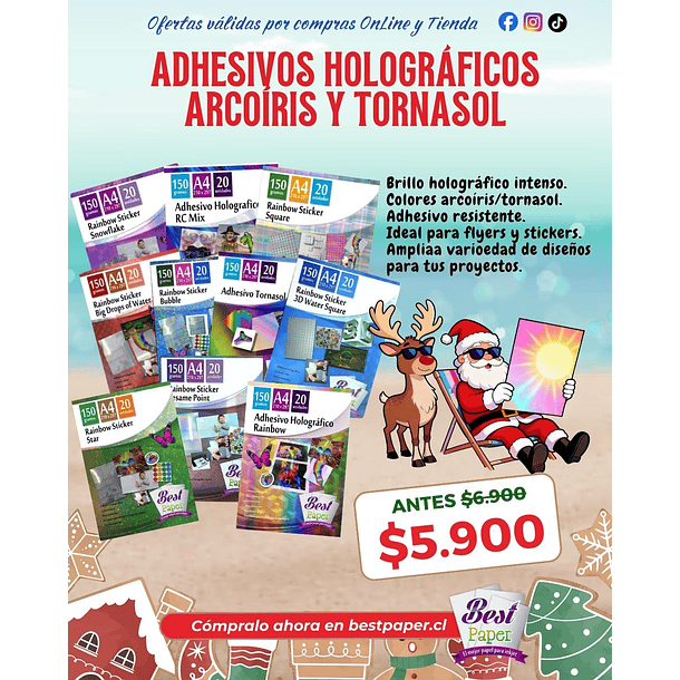 Adhesivo holográfico Tornasol, 150 gramos A4 2