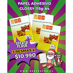 3 Resmas de Papel Adhesivo Glossy A4 - 115G