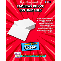 100 Tarjetas PVC Impresión inkjet y sublimación