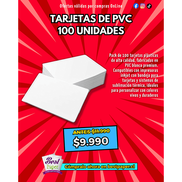 100 Tarjetas PVC Impresión inkjet y sublimación 1