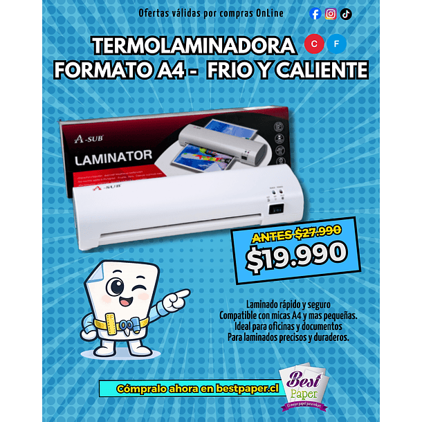 Termolaminadora A4 para oficina y emprendimientos 1