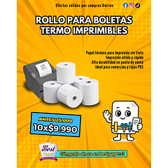 10 Rollos de boleta térmica