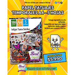 Inkjet Tatto Sticker - Papel especial para tatuajes temporales