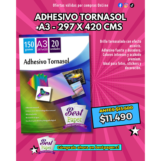 Adhesivo Tornasol Holográfico 150 gramos A3 1