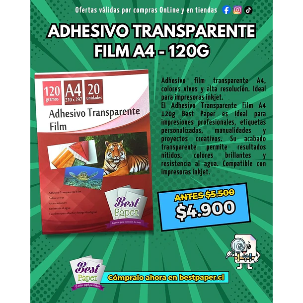 Adhesivo Transparente Film A4   1