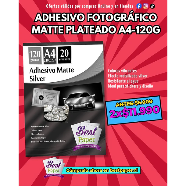 Adhesivo Matte Silver 120 gramos A4 1
