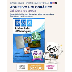 Adhesivo Rainbow sticker 3D water square A4
